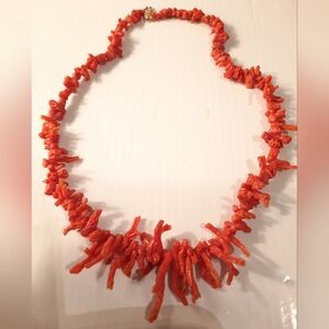Coral Beaded Necklace With 14k Solid Gokd Clasp